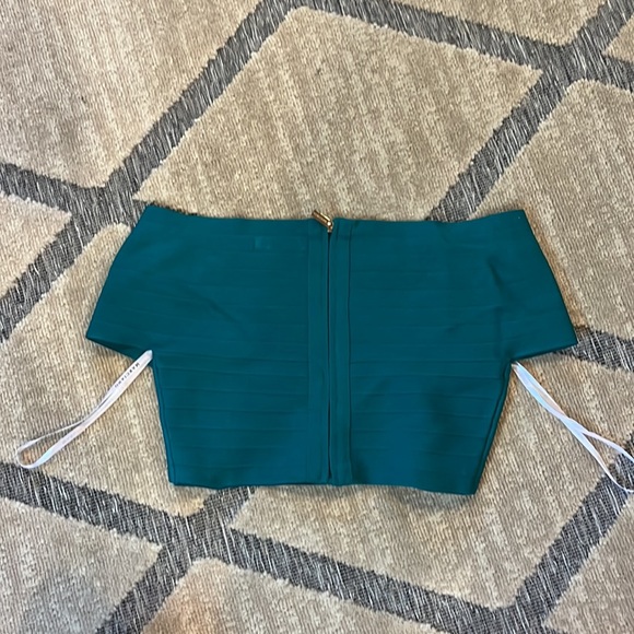 Criss Cross Emerald Marciano Bandage Top - Picture 2 of 3